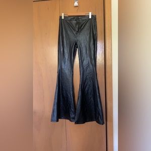 Faux Leather bell bottom pants